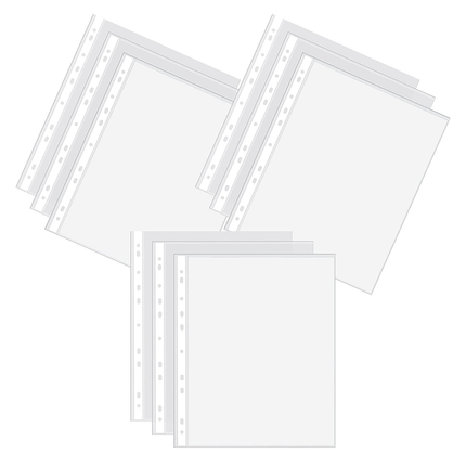 Pack of 250 A4 11 Hole PP Loose Leaf File Letter Clear Page Protectors