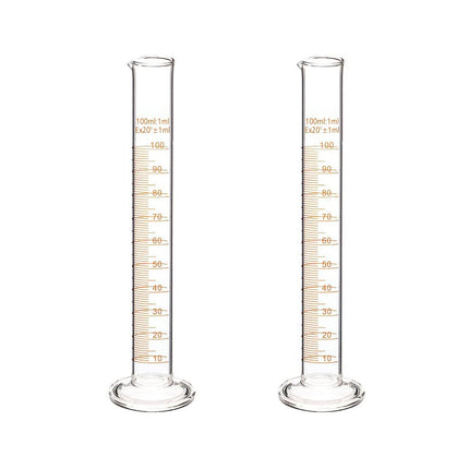 Pack of 2 | Graduated Glass Cylinder | 100ml Capacity