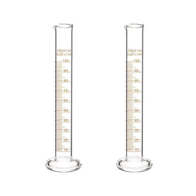 Pack of 2 | Graduated Glass Cylinder | 100ml Capacity