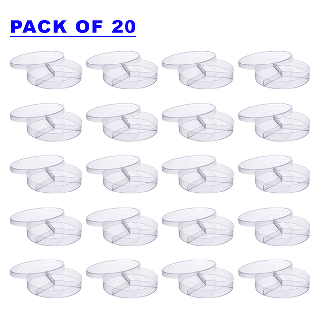 Pack of 20 Gamma Sterilized Plastic Petri Dishes