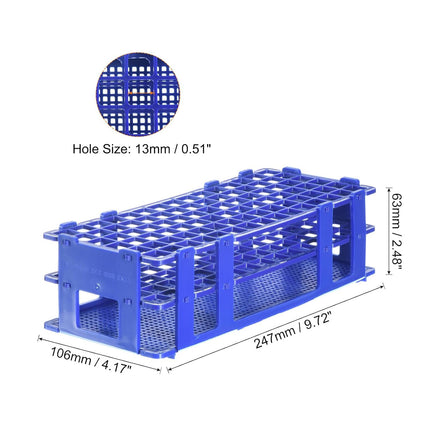 Plastic Test Tube Rack Holder | Color Blue | 90 Holes, 3 Layers