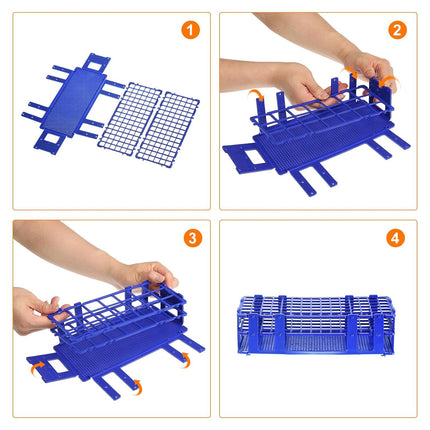 Plastic Test Tube Rack Holder | Color Blue | 90 Holes, 3 Layers