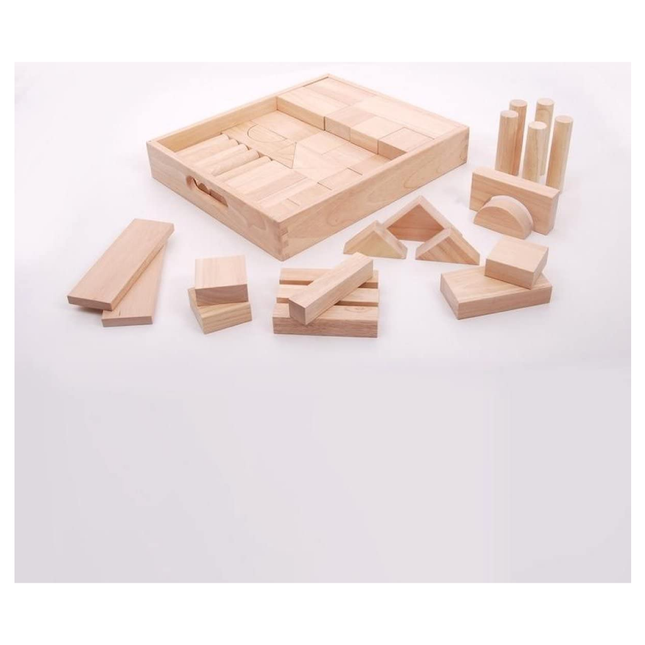 Set of 50+ Rubberwood Bulk Building Blocks