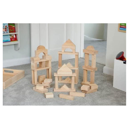 Set of 50+ Rubberwood Bulk Building Blocks