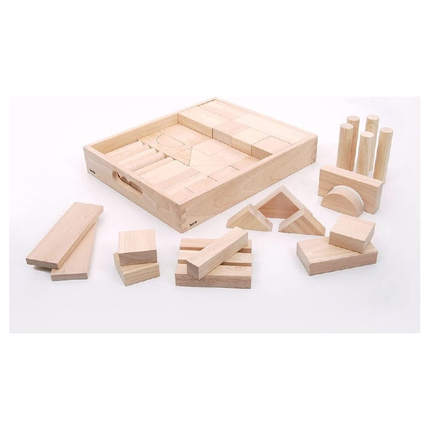 Set of 50+ Rubberwood Bulk Building Blocks