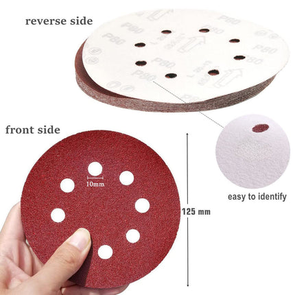 10Pcs | 5 Inch 8 Hole Sanding Discs Set | P600 Grit