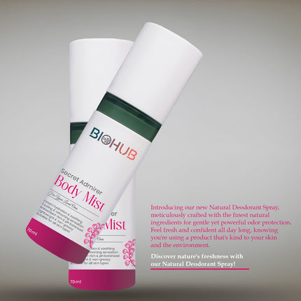 BIOHUB Body Mist Secret Admirer Deodorant | 70ML | 100% Natural, Plant-Based and Biodegradable Ingredients