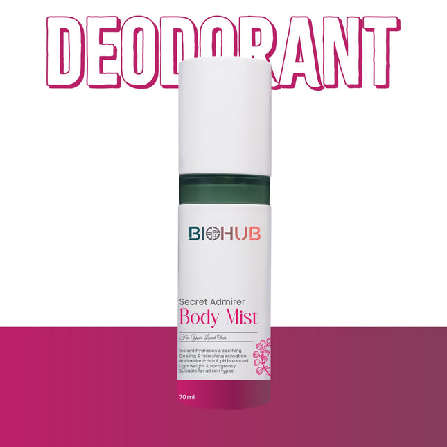 BIOHUB Body Mist Secret Admirer Deodorant | 70ML | 100% Natural, Plant-Based and Biodegradable Ingredients