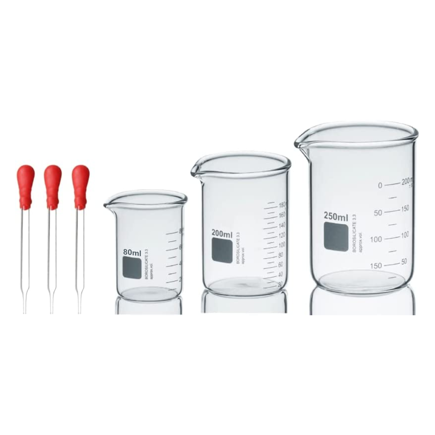 Graduated Beaker Types Set of 3 Borosilicate Glass Graduated Beaker – Vision International ...