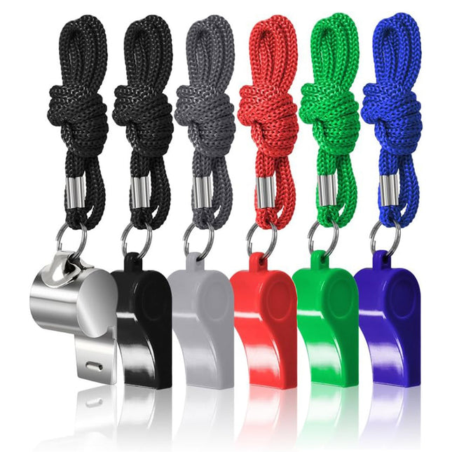 6 Pcs | Coaches Referee Whistles with Lanyards