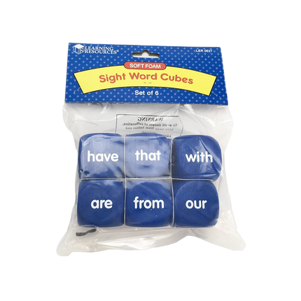 Set of 6 Sight Word Cubes Soft Foam for Children