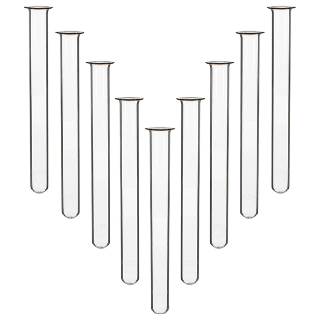 Set of 10 Heavy Duty Borosilicate Test Tube Glass Round Bottom