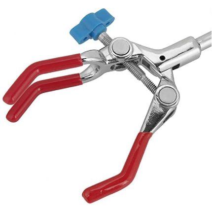 Adjustable Three Prong Finger Style Rubber-Coated Lab Clamp