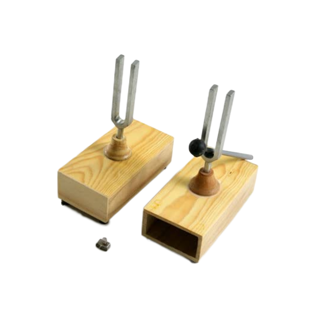 Set of 2 Heavy Duty Tuning Fork with Resonance Box and Hammer Sympathetic 16.5cm (6.5") Tuning Forks 440Hz