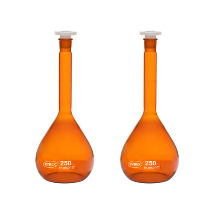 Pack of 2 Amber Color Volumetric Flask with Polypropylene Stopper