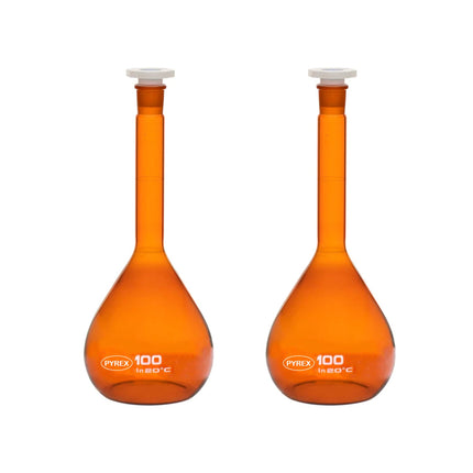 Pack of 2 Amber Color Volumetric Flask with Polypropylene Stopper