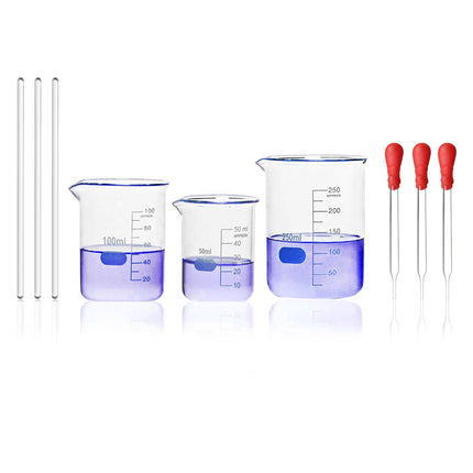 3 Pcs | Graduated Glass Beaker Set | 50ml, 100ml, 250ml