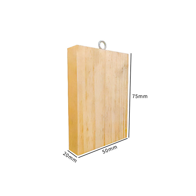 Wooden Block with Hook | L: 75mm, W: 50mm, T: 15-20mm