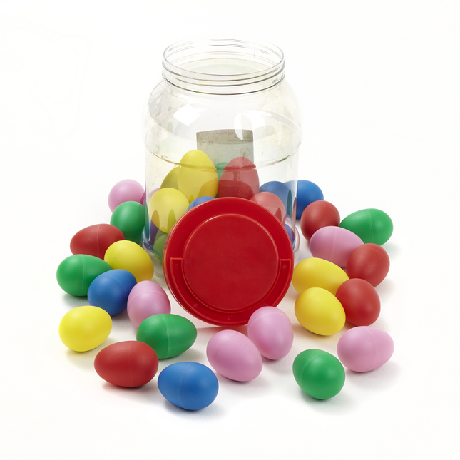 Deluxe Set of 40 Colorful Egg Shakers in a Jar